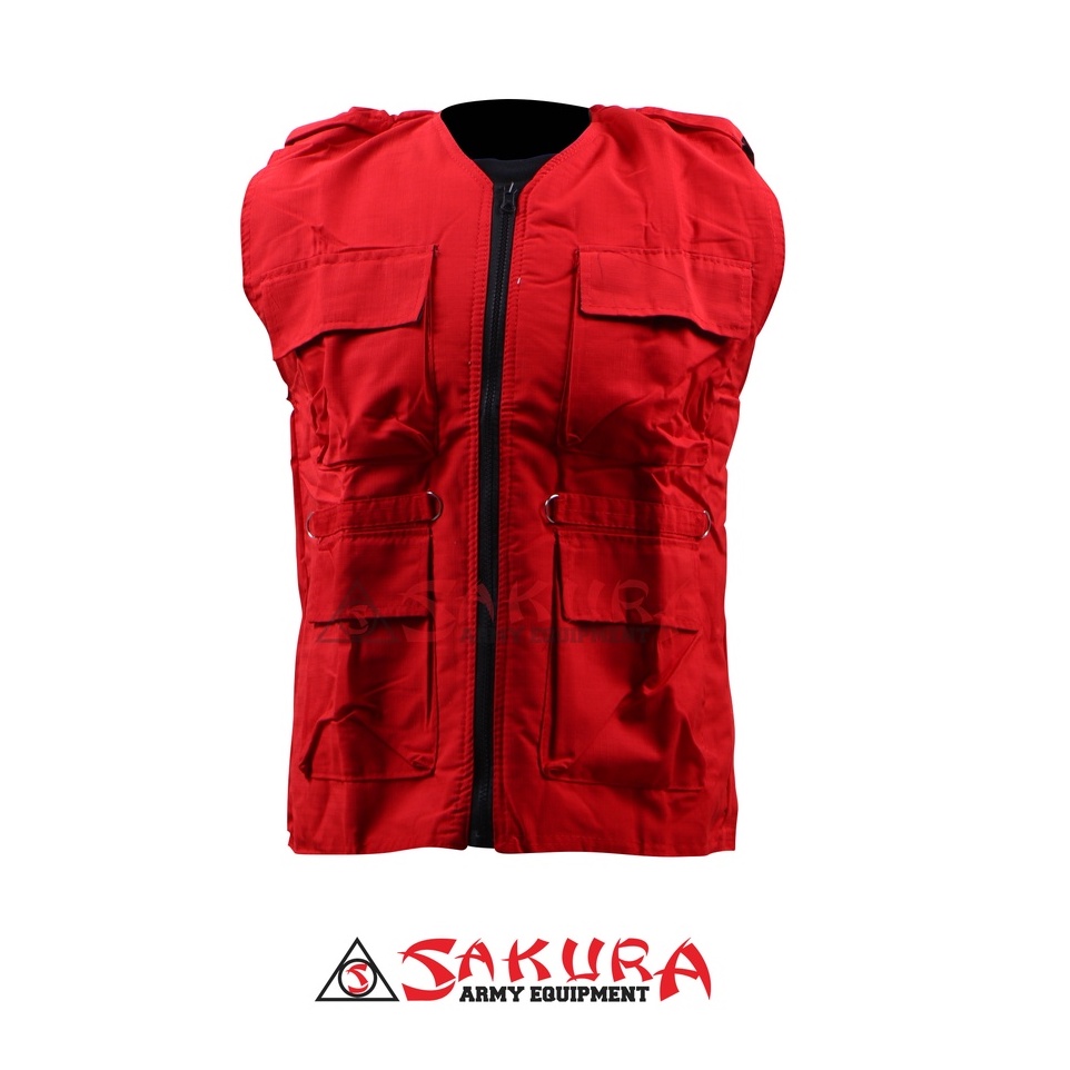 Rompi Kain Poyek Safety Merah Bahan Ripstok Rompi Parkir