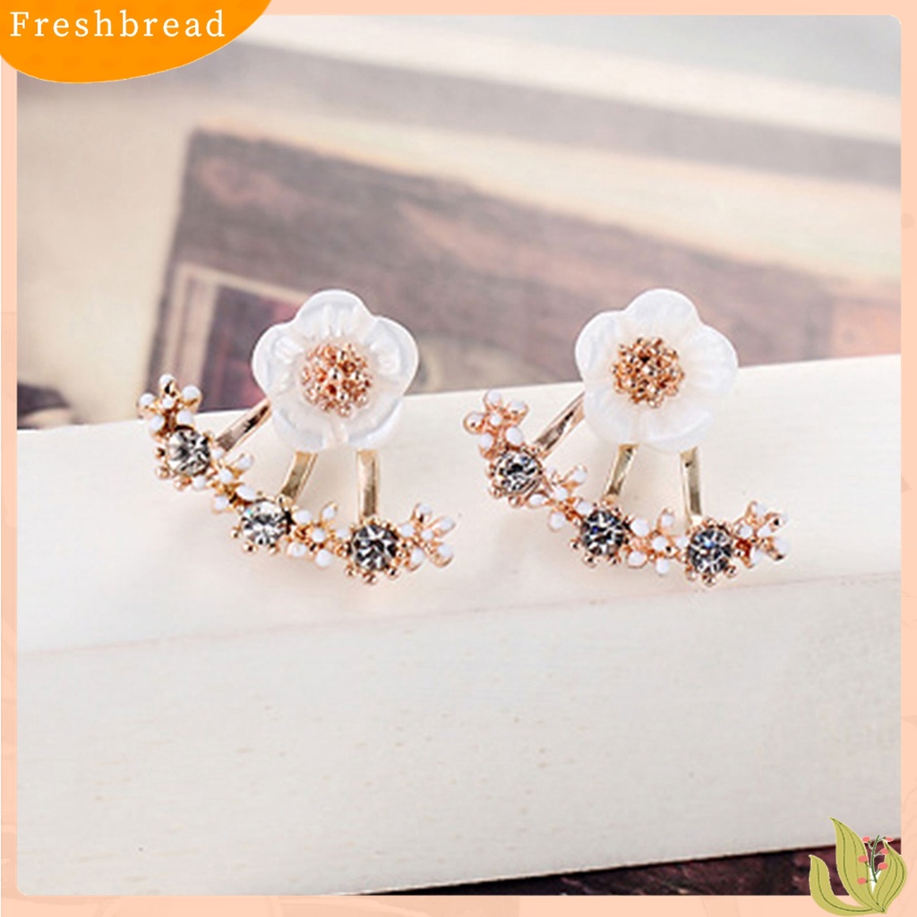 [Fresh] Anting Tusuk Motif Bunga Daisy Hias Berlian Imitasi Berkilau untuk Wanita