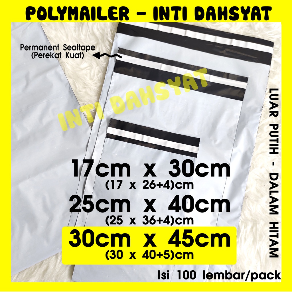 polymailer putih   hitam 30x45 isi    100lembar plastik amplop packaging toko online shop kuat dan t