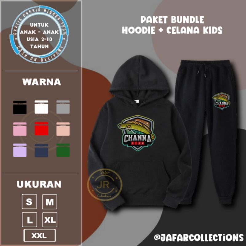 IKAN CHANNA Jaket Hoodie anak satu set channa limbata unisex laki-laki perempuan / Hoodie jumper ana