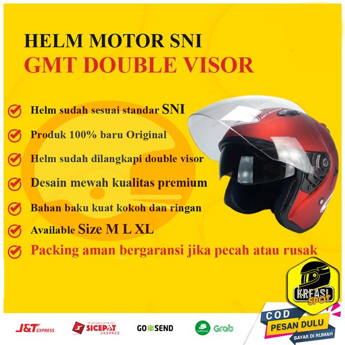Helm Motor Half Face Sni Double Visor Dewasa Hijau Army