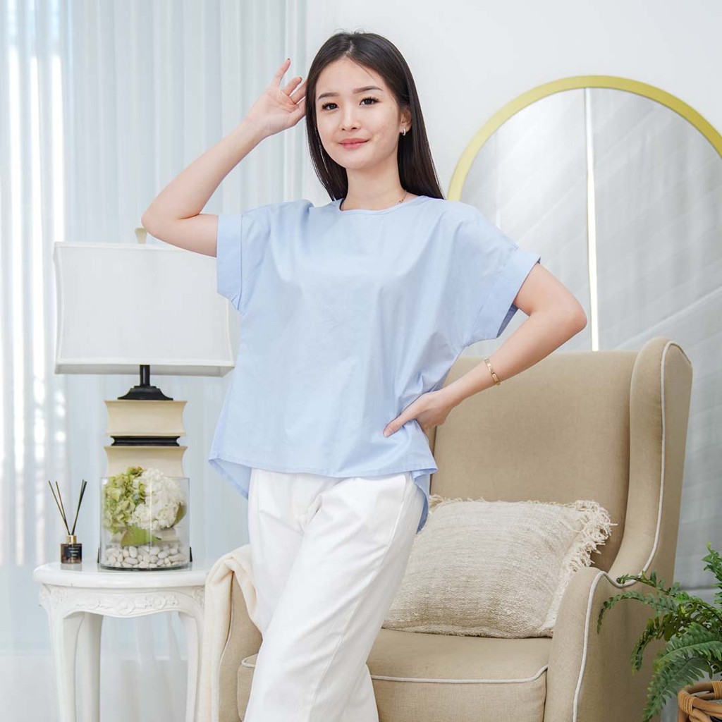Beatrice Clothing Savy Blouse - Blouse Wanita-Pastel Blue