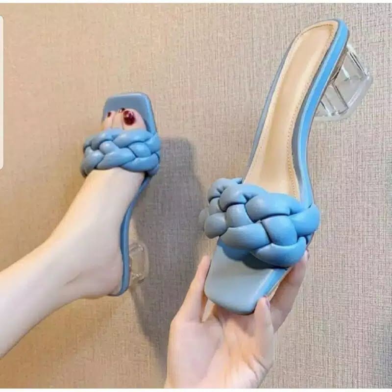 MODERN HEELS WANITA HAK KACA TALI KEPANG