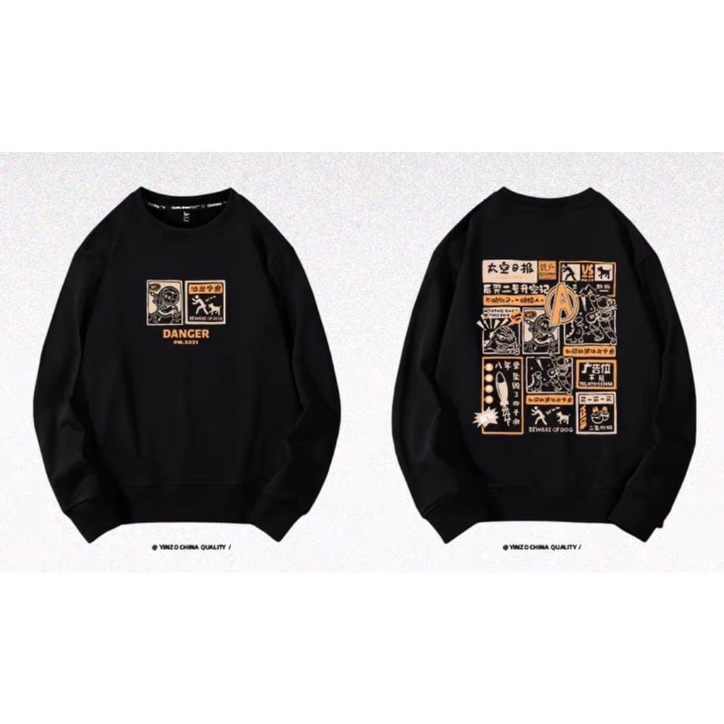 BE AWARE DANGER CREWNECK UNISEX BAHAN FLEECE