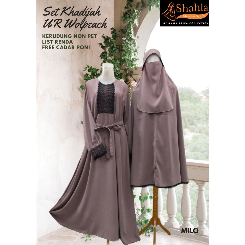Set Syar'i/Gamis Syar'i/Shahla - Khadijah Umbrella Wolpeach Cadar Bandana
