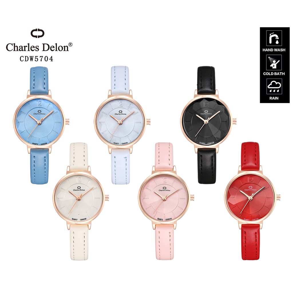 Jam Tangan Wanita Watch Kulit Anti Air Box Original Charles Delon CDW 5704