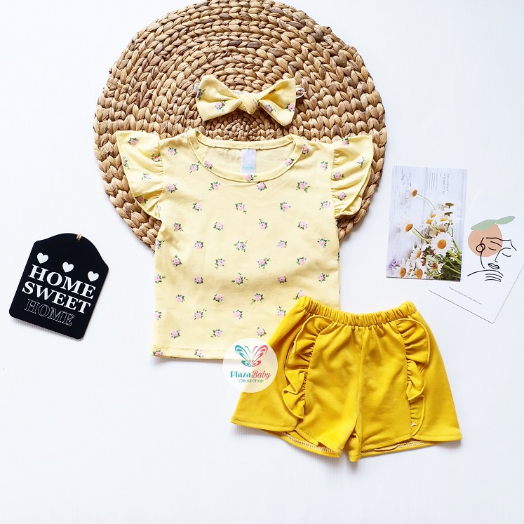 plazababyku MX VALERIE SETELAN BANDO CPDK setelan bayi motif bunga yang lucu free headband