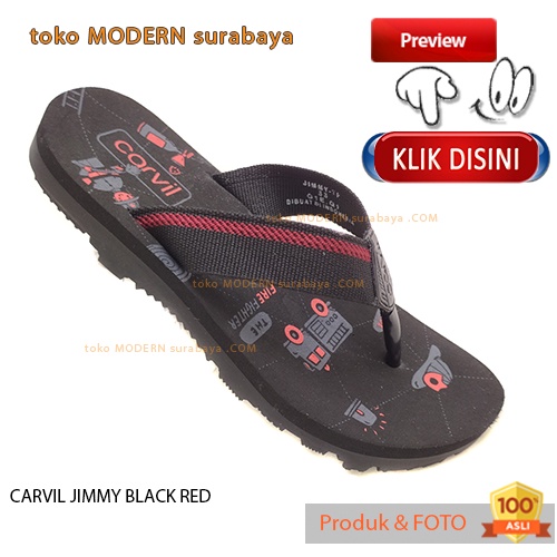 Sandal anak casual sandal jepit spons CARVIL JIMMY BLACK RED