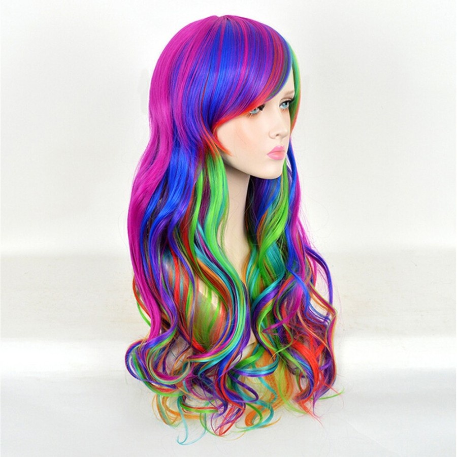 Wig Warna Warni panjang rambut wavy bergelombang cosplay idol lingerie