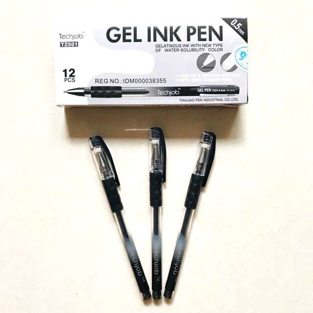

Bolpen TECHJOB Gel Ink Pen isi 12 pcs TZ-501 Pulpen Hitam