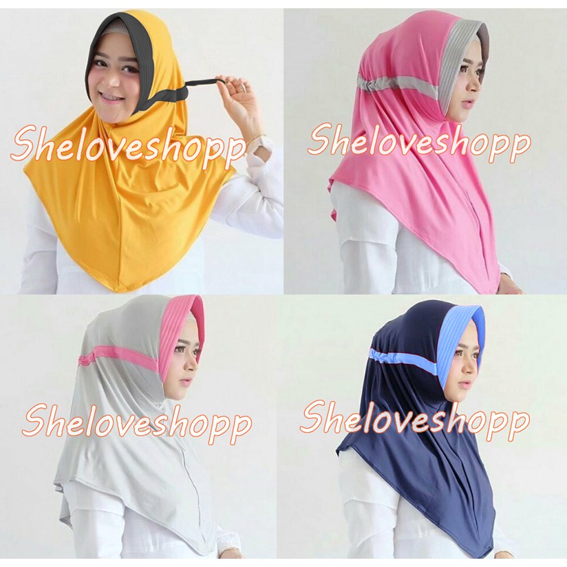 JILBAB SERUT MOTIF KOMBINASI 2 WARNA LIST TWO TONE PET ANTEM TALITA JOKOWI HIJAB BERGO ELNIFA MURAH