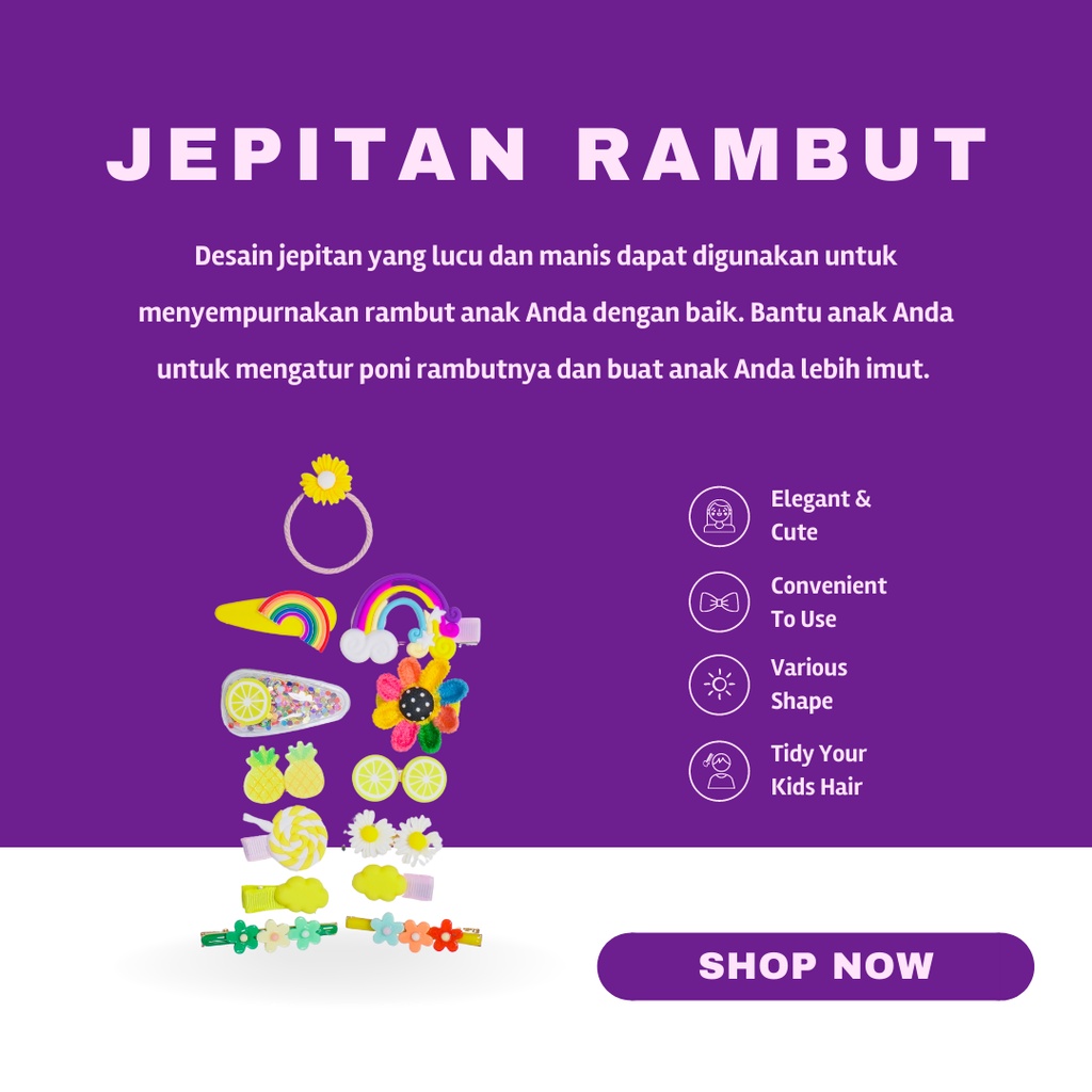 ITSOK JEPITAN RAMBUT ANAK 1 SET 14 PCS  / JEPIT RAMBUT KOREA / JEPITAN LUCU / JEPITAN IMPORT