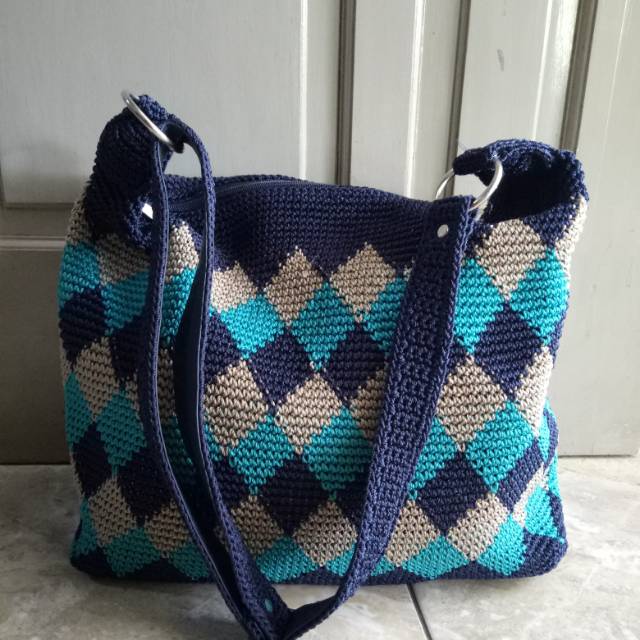 Tas rajut jogja biru