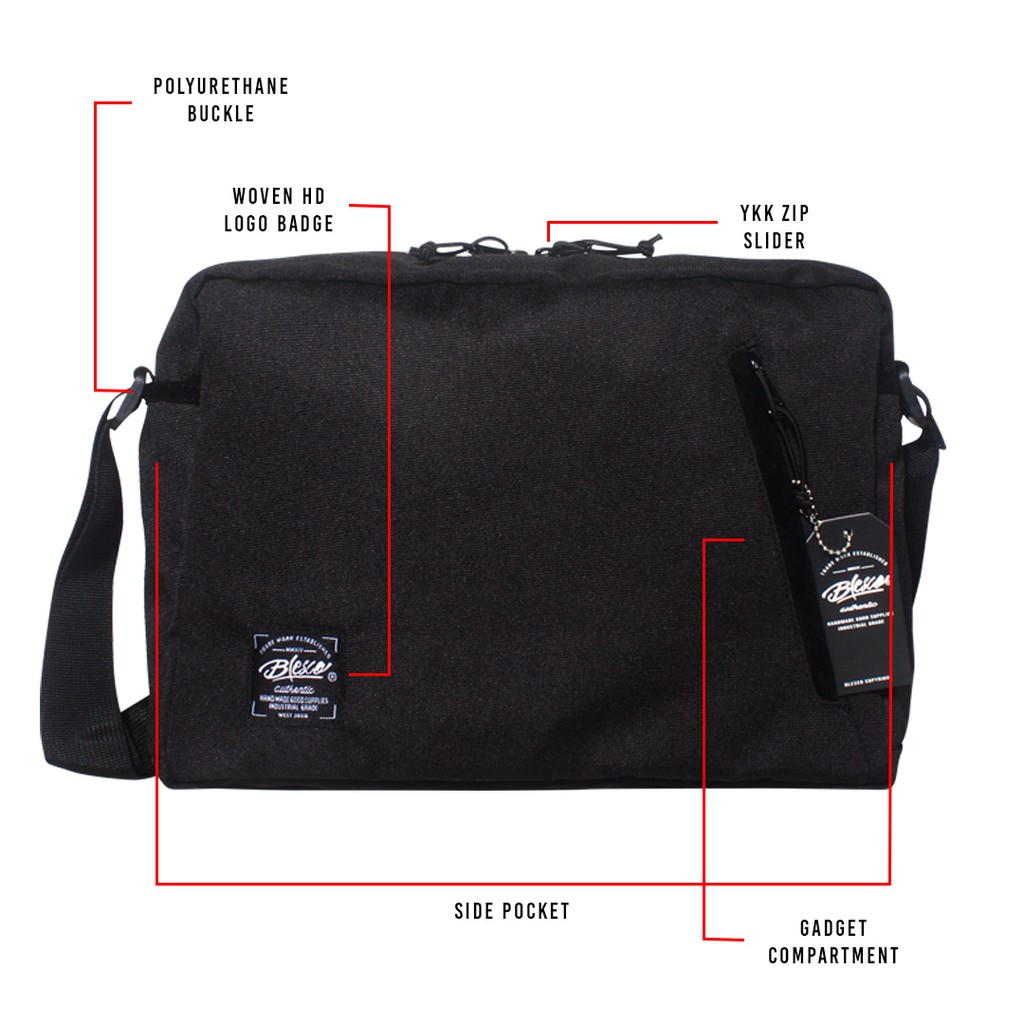 Tas Laptop 14 inch Tas Selempang Kerja Kantor Sekolah Blesco Zemma Hitam