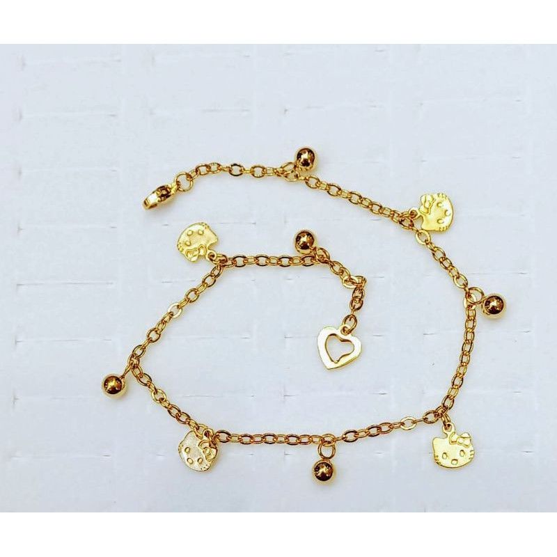 GELANG KAKI BIJI LADA KOMBINASI TITANIUM LAPIS EMAS 18k 74004.17-47.GOLD PARIS 25CM
