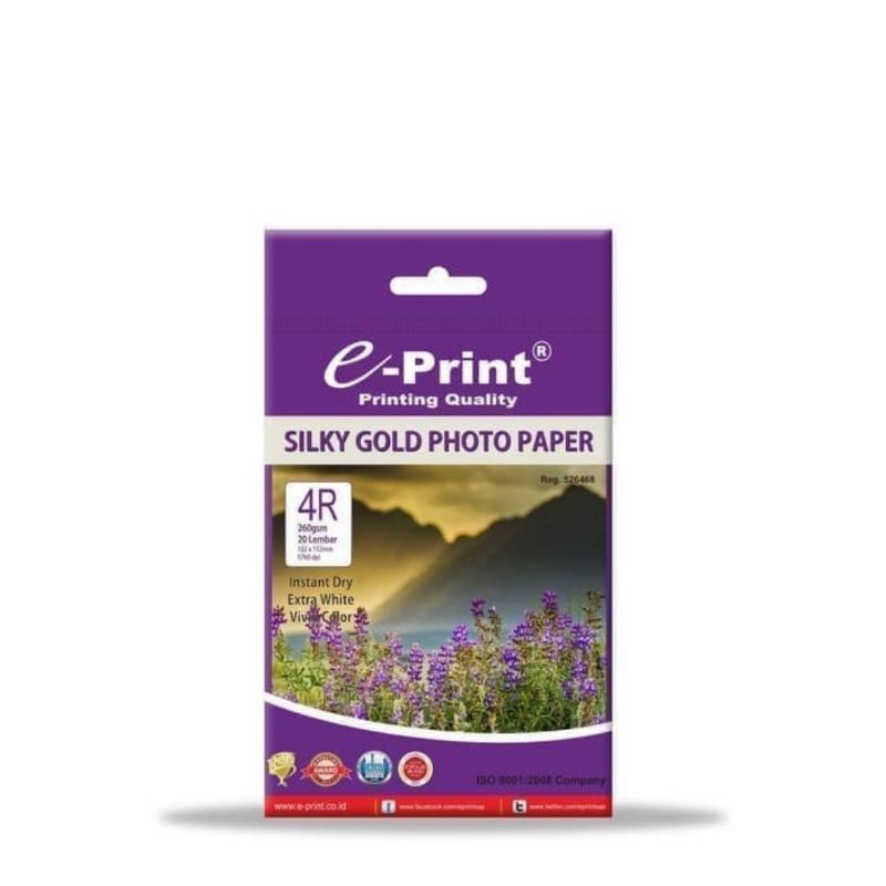 

Kertas foto E print 4R silky gold 260 GSM isi 20 lembar/silky doff photo paper