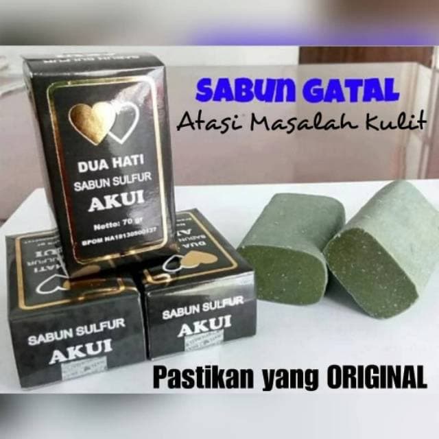 Akui Sabun Belerang Asli Obat Penyakit Kulit Obat Gatal Original BPOM - Akui Sabun Sulfur - Sabun Belerang Sabun Pemutih Badan Dan Wajah / Belerang Dua Hati Obat Gatal / Obat Panu /Produk Asli 100%