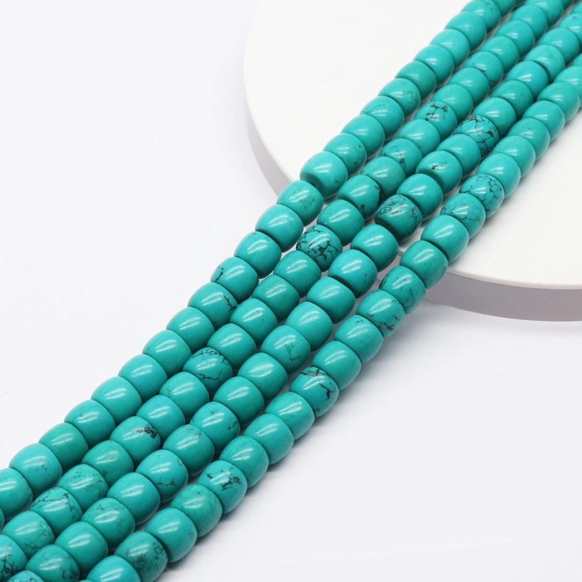 Manik-Manik Batu Turquoise Howlite Size 10 mm Bentuk Tyre Cabochon | Manik Batu Turquoise Howlite As