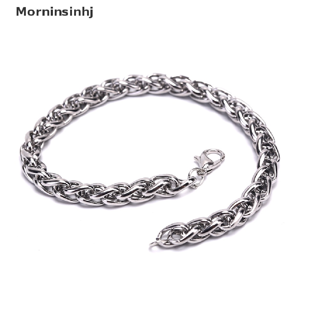 Gelang Rantai Bahan Stainless Steel Warna Silver Gaya Punk Untuk Pria