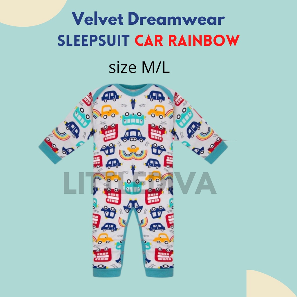 Car Rainbow size S / M / L Kancing Depan Velvet SLEEPSUIT Kaki TERBUKA Velvet Junior alt vv BUKA