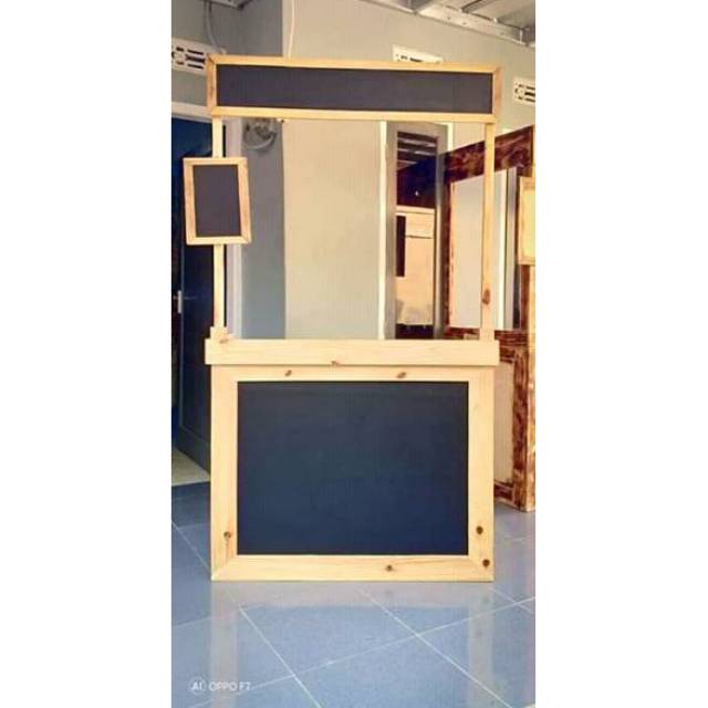 Gerobak lipat kayu stand jati belanda booth portable hitam Gerobak lipat kayu stand jati belanda booth portable hitam