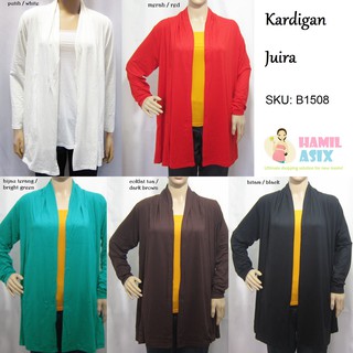 Juira Kardigan lengan  panjang  kaos  spandex polos  jumbo  