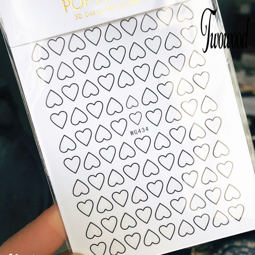 Twowood Stiker Kuku Motif Hati Untuk Dekorasi Nail Art