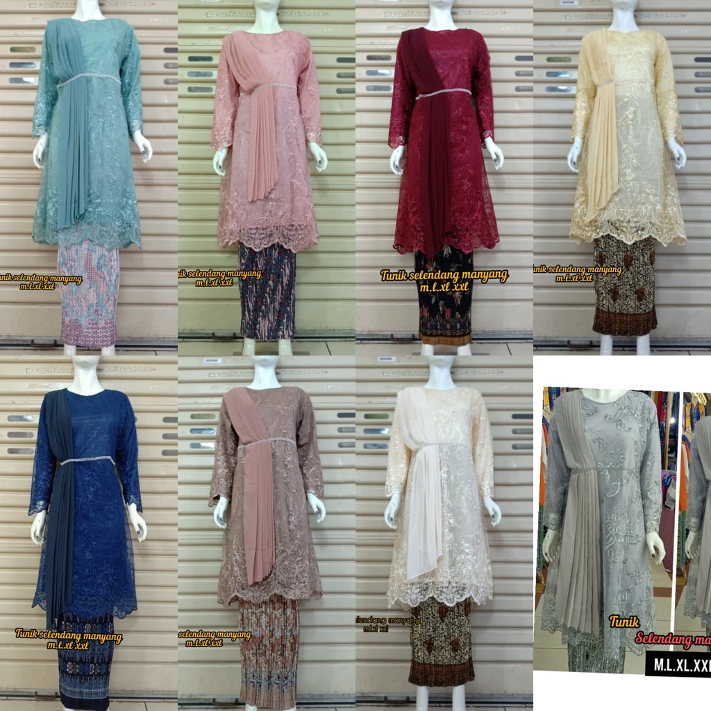 BAYAT DITEMPAT Tunik Slendang Mayang/set kebaya selendang / kebaya wisuda / kebaya modern/set kebaya