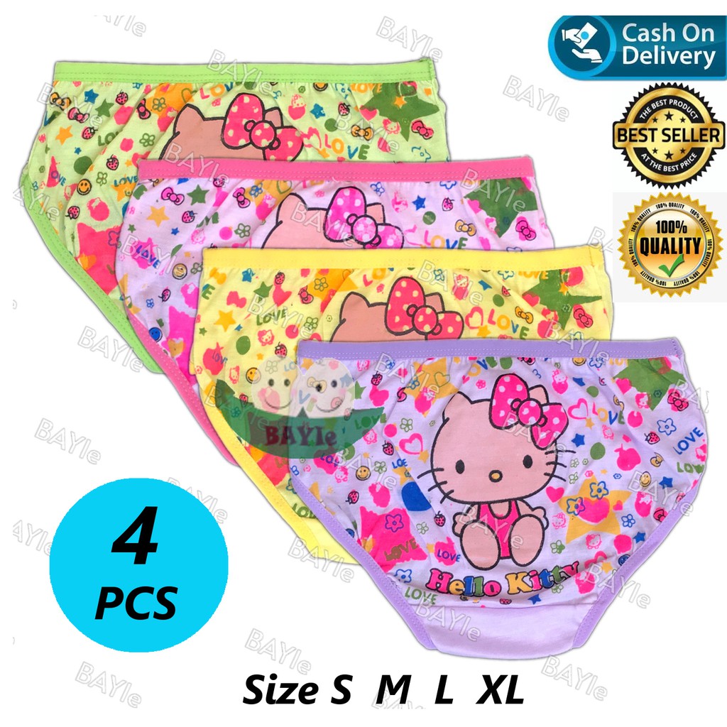 BAYIe - 4 PCS Celana Dalam/CD Anak Perempuan Cewek ESSEN/CERIA /Calana dalam Bayi Perempuan Size S M L XL