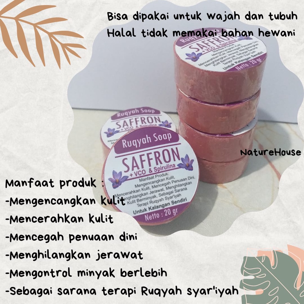 (SATUAN) SABUN SAFFRON / SABUN WAJAH ORGANIK SAFFRON 20GR / SABUN WAJAH BATANGAN SAFFRON