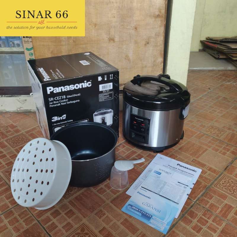 Panasonic Rice Cooker Magic Com Penanak Nasi Serbaguna SR-CEZ18 SILVER BLACK