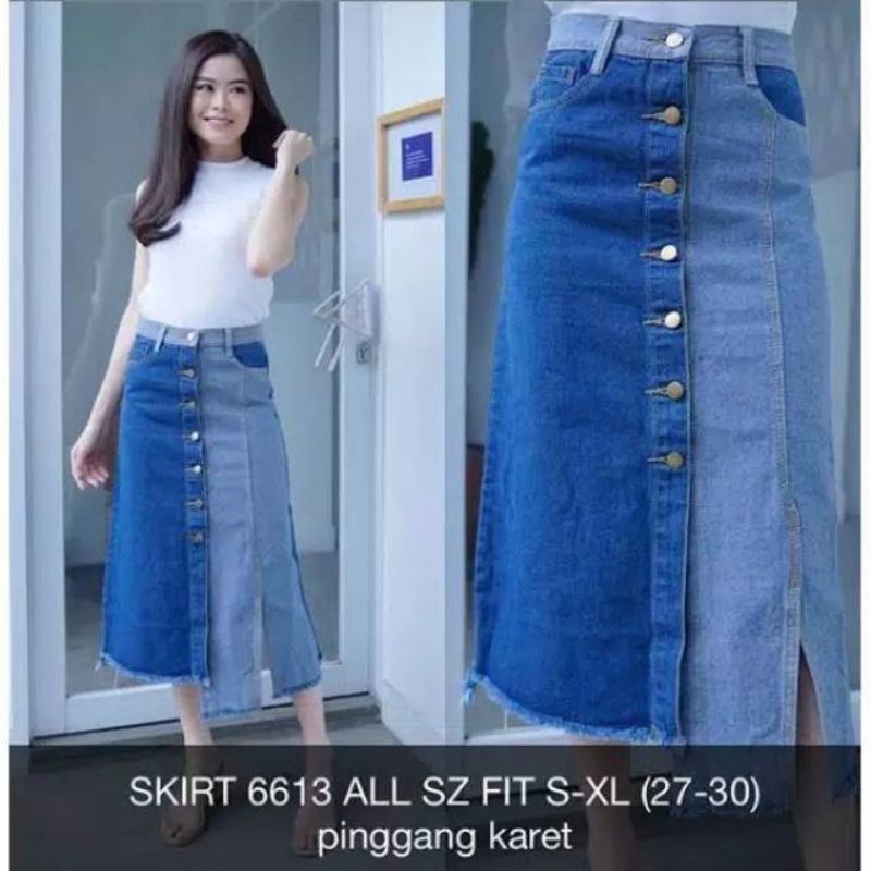 Rok panjang jeans kekinian korea style