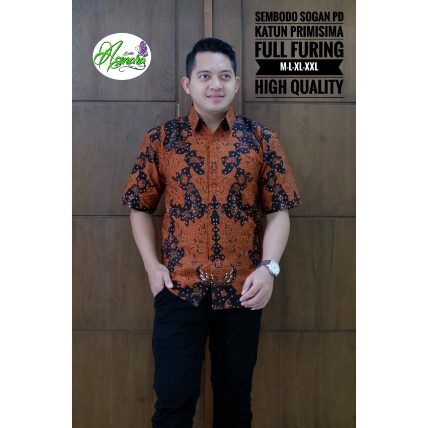 SEMBODO SOGAN ASMARA BATIKSOLOAMANAH BAJU KEMEJA BATIK SOLO PRIA LENGAN PENDEK PANJANG LAPIS FURING ATASAN PREMIUM MODERN KATUN HALUS KAWIJAYAN COKLAT ABISENA COKLAT ANTASENA BIRU MAHABARATA KAWIJAYAN HIJAU PEKSI TRUNTUM BIRU NDARU MERAH MERAK KAMULYAN SM