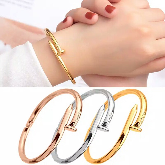 Gelang titanium/Gelang paku titanium / gelang wanita/ gelan pria / gelang lapis 24k