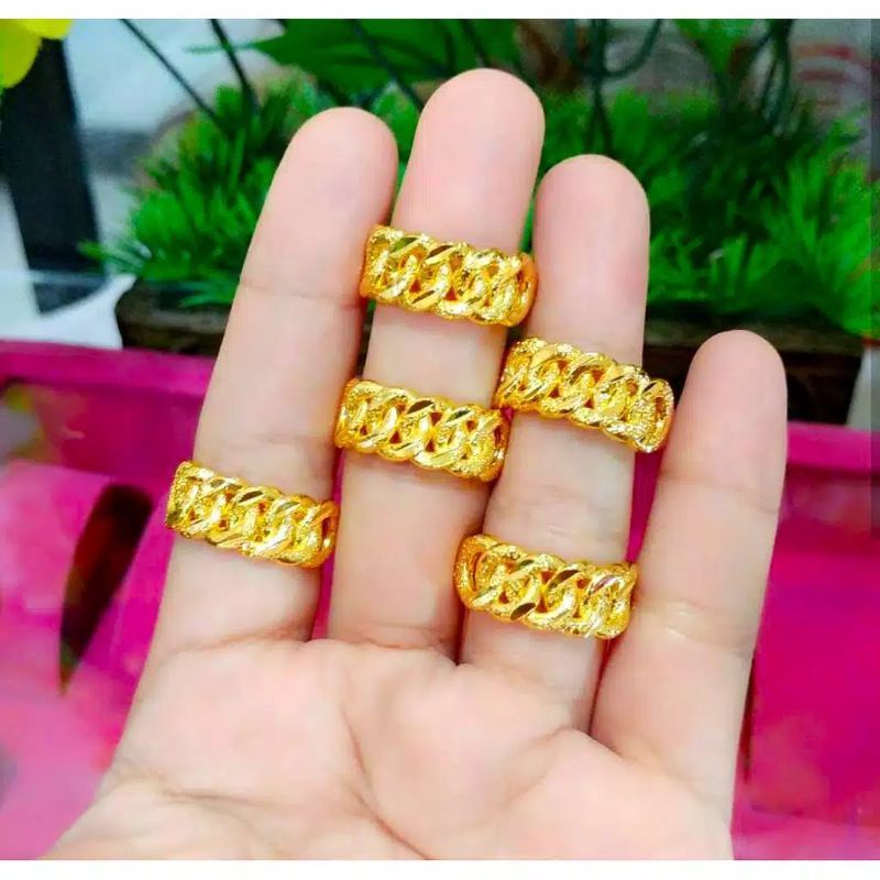 Cincin Wanita Rantai Perhiasan Lapis Emas 18K Yaxiya Jewelry 729