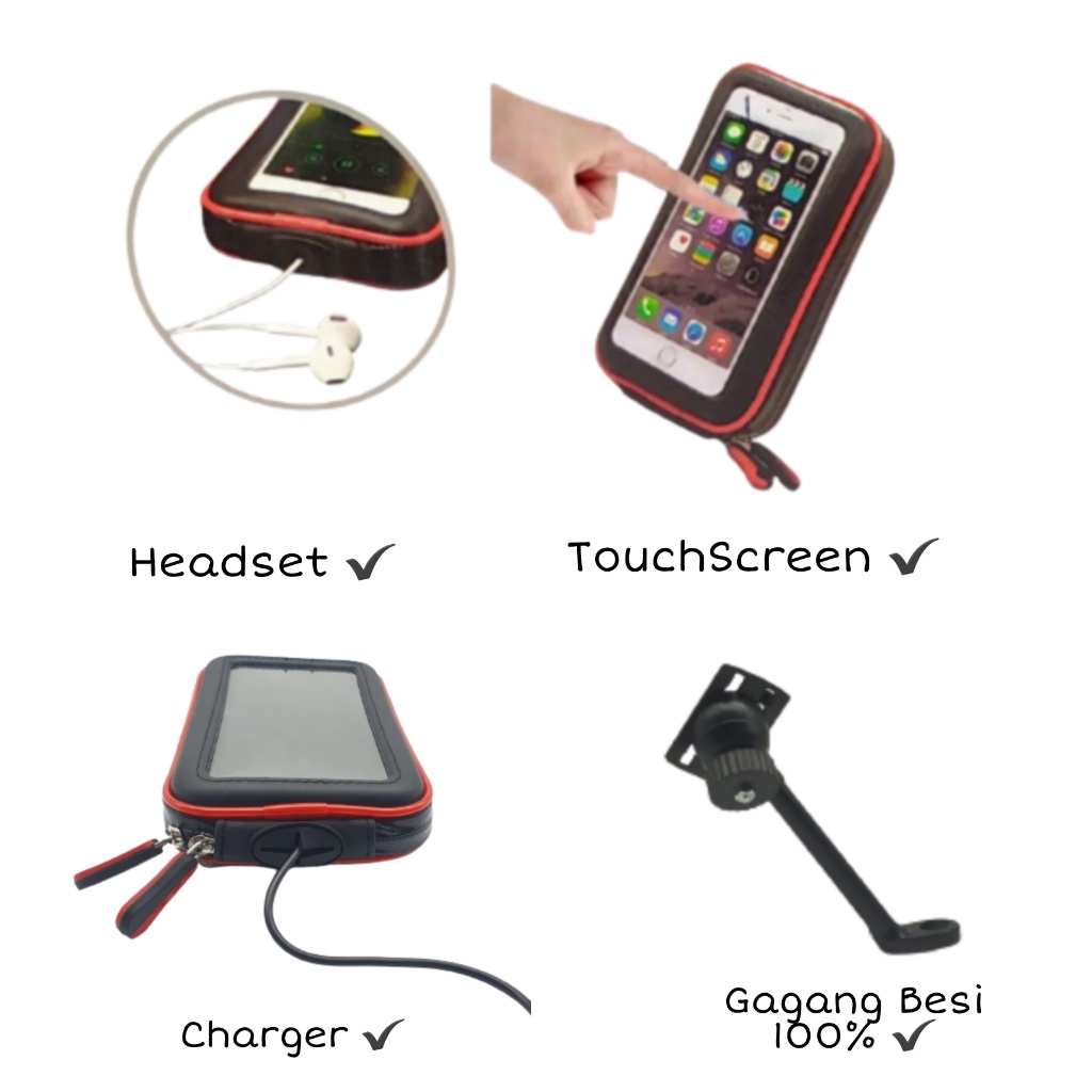 Holder Sepeda Motor Holder Spion Motor Gagang BESI Lurus Waterproof Size L