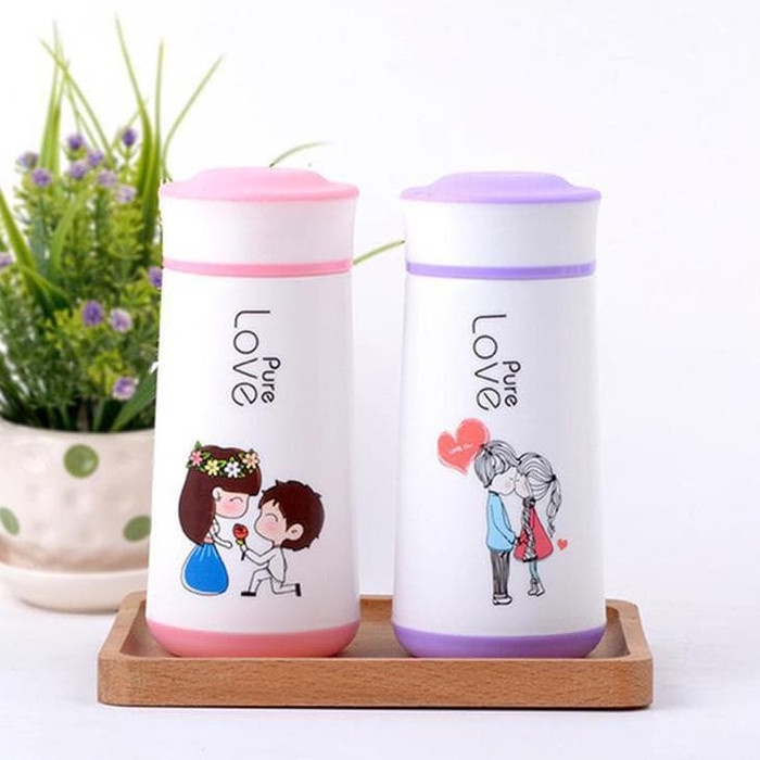 Botol Minum Kaca Motif Love 350ml Tumbler Bottle Glass Termos Animal