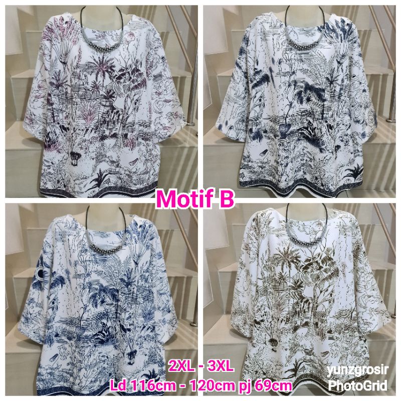 Blouse Scuba Premium Import Jumbo 2XL-3XL-8