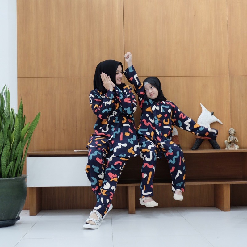 PAJAMAS ANAK DAN IBU COUPLE SETELAN BAJU COUPLE IBU DAN ANAK PEREMPUAN