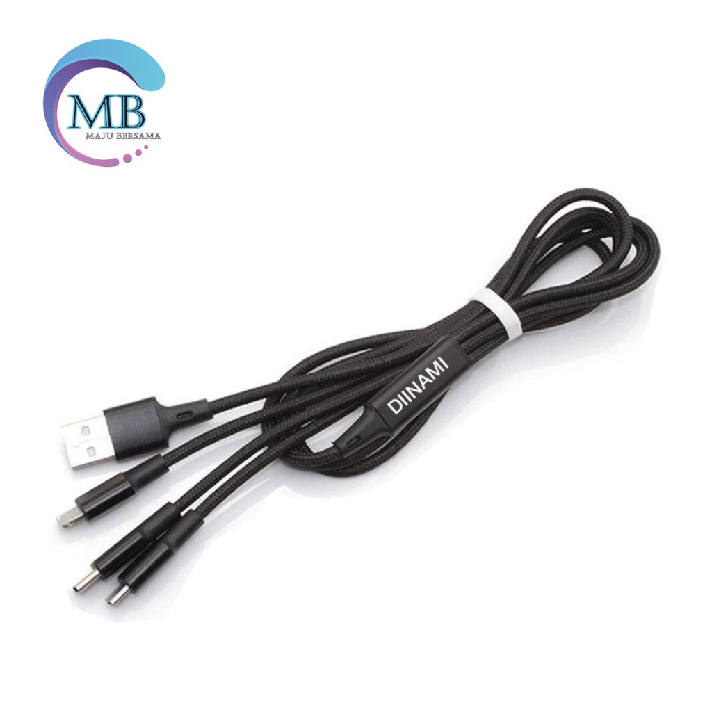 BM021 QC33 1.2M DIINAMI Kabel cable data USB 3in1 Micro ligthing tipe c 2.4A original fast Charging MB2281