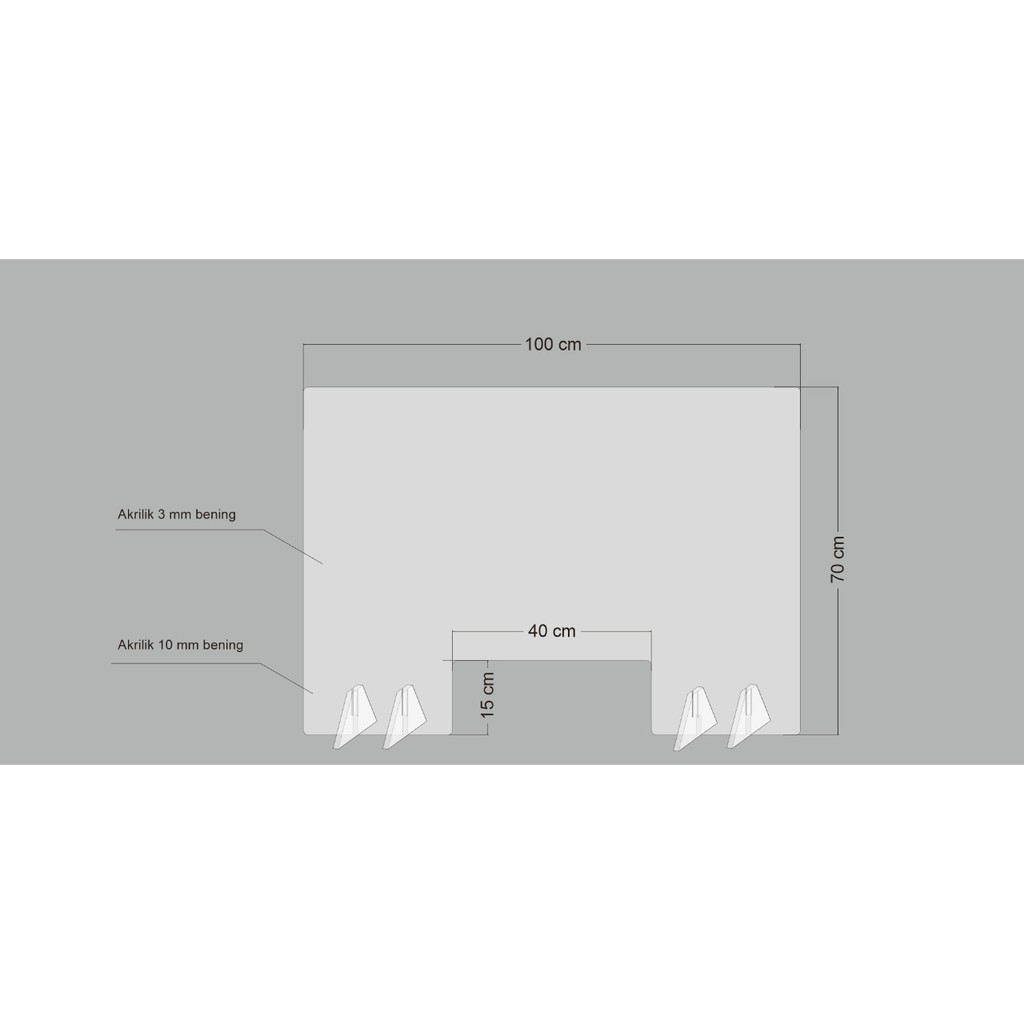 SEKAT/PARTISI/PEMBATAS AKRILIK ukuran 100 x 70 cm