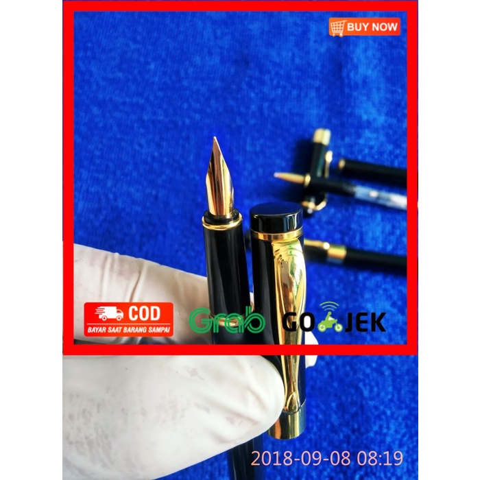 

(BISA COD) Fountain Pen 021Black.Pena Tinta Isi Nib M.Gold