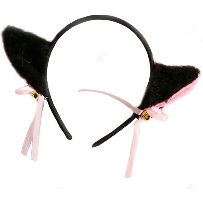 HBNK kawaii nekomimi bando kuping kucing neko cat hairband black white