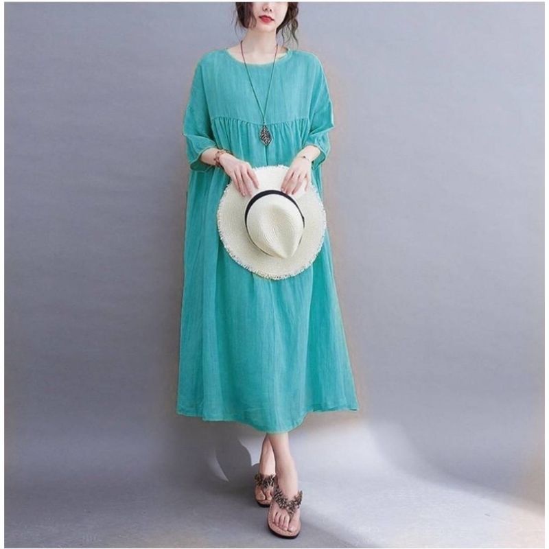 Midi dress cringkle import LD 120 Premium Quality