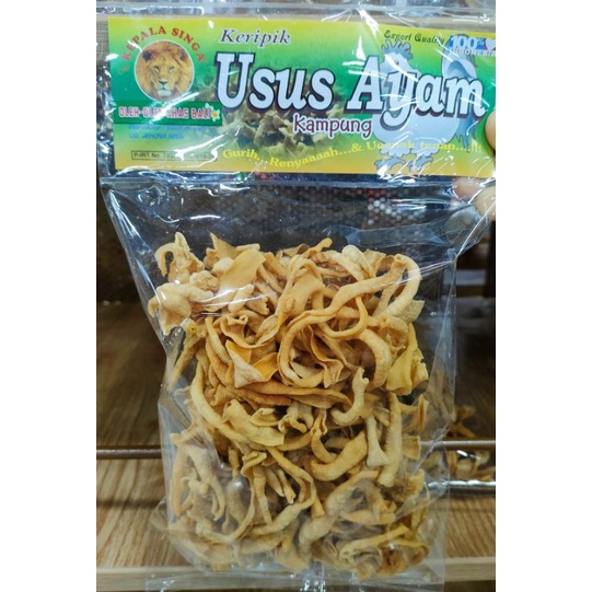 

KERIPIK USUS AYAM KAMPUNG 150GR CAP KEPALA SINGA ENAK GURIH RENYAH ASLI KHAS BALI + BUBBLE WRAP