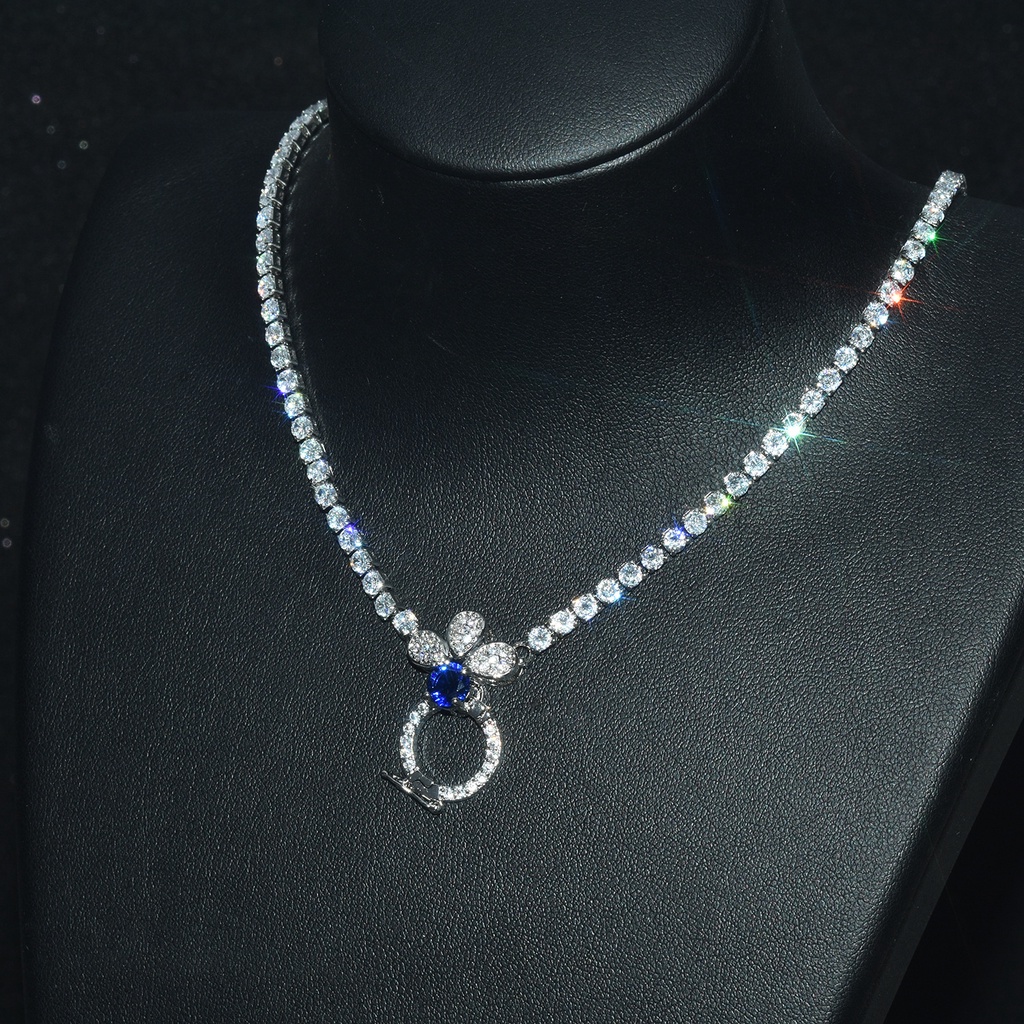 Kalung Zircon Universal Bahan Stainless Steel Lapis Emas Putih 18k Untuk Wanita