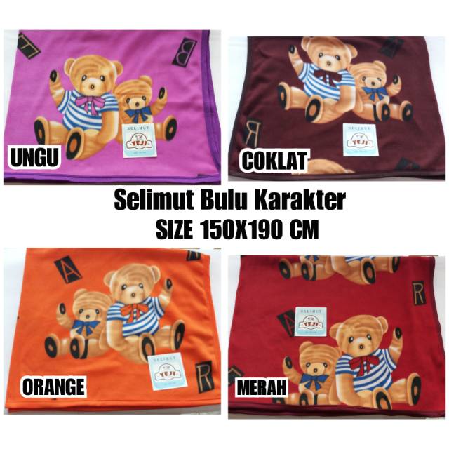 Flash Sale Selimut Bulu Karakter Motif Bear Size 150x170 Cm 73BgOMHONxRaD