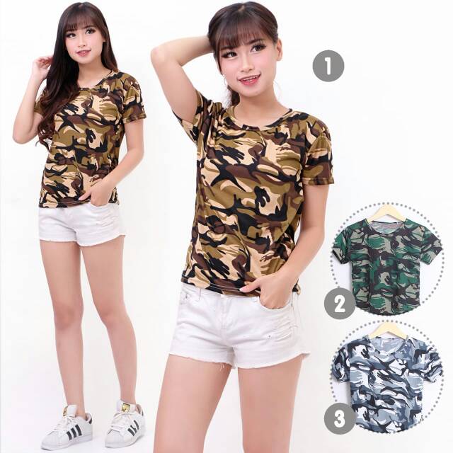  Kaos army wanita  lengan pendek Shopee Indonesia