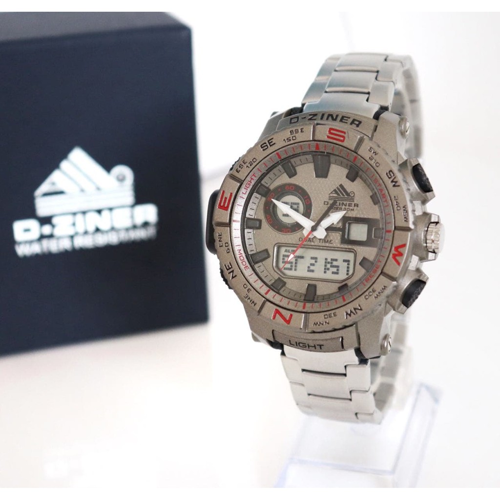 Dubbo Katerini Jam Tangan Pria Original D-Ziner Z7400 Rantai SIlver Brown Orange