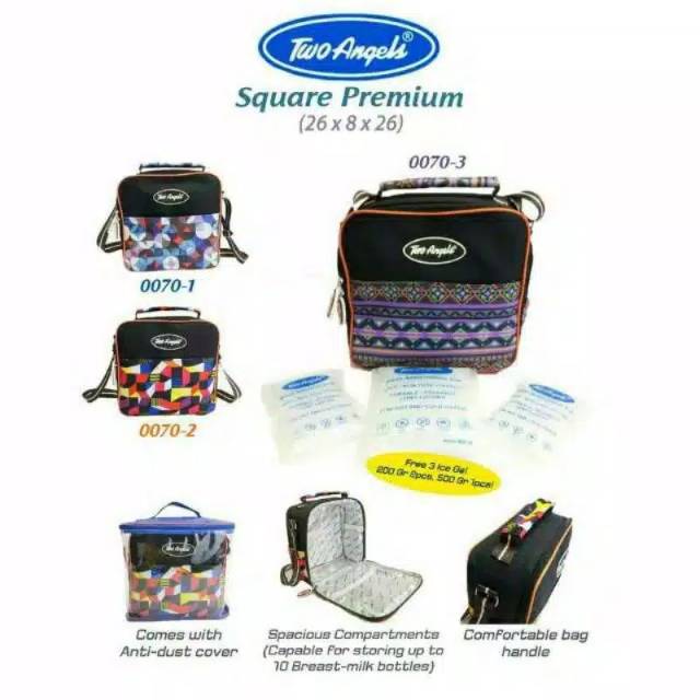 Cooler Bag Two Angels Square + 3 ice gel / paket kado new born  SY1010 s1